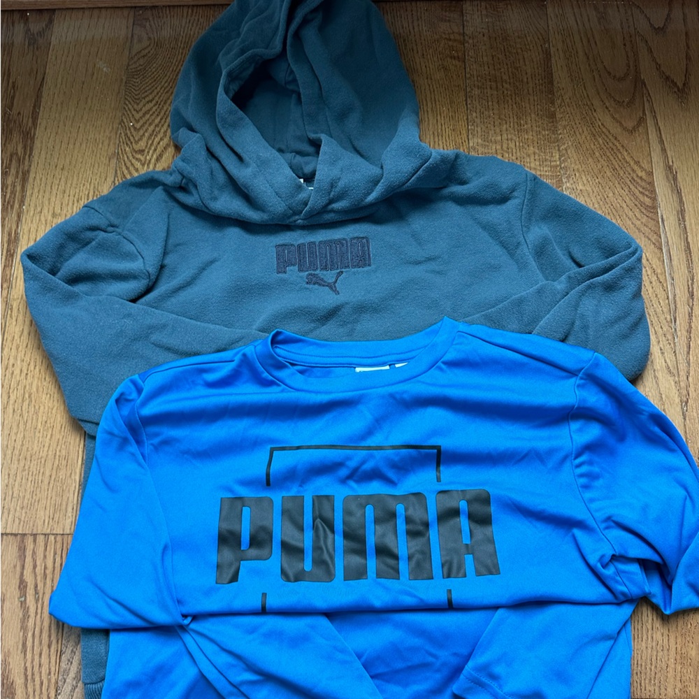 Bundle of Puma hoodie sweatshirt and long sleeve shirt - size 10/12 (M)